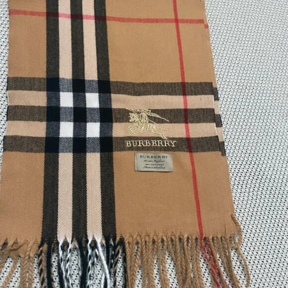 Burberry Camel and Black Plaid Scarf